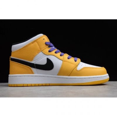 Nike Air Jordan 1 Mid Se Beyaz / Sarı / Mor / Siyah Basketbol Ayakkabısı Türkiye - 3MU0ZSAX